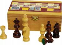 Figury szachowe drewniane pionki do szachów dociążane komplet ABBEY 93mm