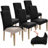 6 SZT POKROWCE NA KRZESŁA Pokrowiec Krzesło CZARNY Elastyczny Gruby Uniwers