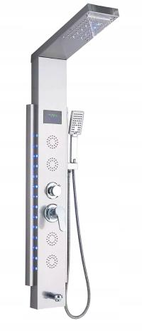 Luksusowy Panel Prysznicowy LED z Hydromasażem | SREBNRY|