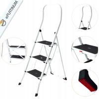 Drabina drabinka biurowa składana 3stopniowa biała ePlatinum 150kg Atest