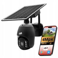Zewnętrzna czarna kamera obrotowa WiFi solarna 4 Mpx duża bateria solar DVS