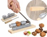 DZIADEK DO ORZECHÓW STALOWY NA PODSTAWCE DREWNIANEJ ZGNIATARKA ŁUPARKA
