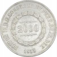 8.hy.BRAZYLIA, PIOTR II, 2 000 REIS 1855