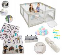 Детский манеж ISERE PREMIUM 120x120, пенопластовый коврик, шарики, губчатый органайзер