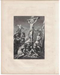 Oryginalna Grafika Biblijna 1850 Religia / The Crucifixion