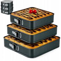 3 x TORTOWNICA BLACHA FORMA ZESTAW DO PIECZENIA CIAST 24x24 26x26 28x28cm