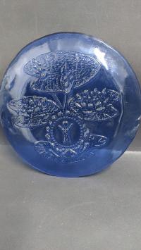 Stary kobaltowy artystyczny talerz vintage design