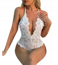 СЕКСУАЛЬНОЕ ОТКРЫТОЕ БЕЛОЕ КРУЖЕВНОЕ БОДИ 2XL / 3XL