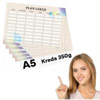 5x PLAN LEKCJI gruby kreda 350g planer A5 wzory do wyboru