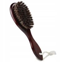 DREWNIANA SZCZOTKA Z WEŁNĄ DO BRODY I TWARZY KOLOR KAWA