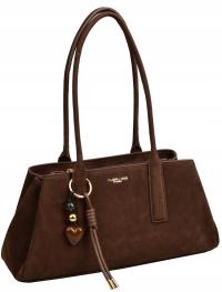 FLORA&CO TOREBKA kuferek na ramię CZEKOLADA zamsz WIZYTOWA