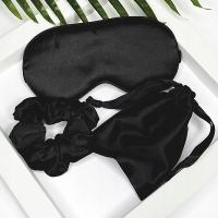 Satynowy komplet do spania opaska, gumka i woreczek YEYE Czarny