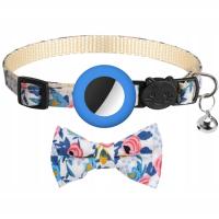 Bow Collar with Bell for AirTag Blue