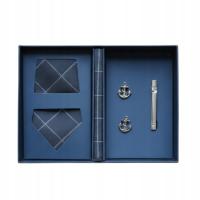 ZESTAW PREZENTOWY KRAWAT POSZETKA SPINKI MĘSKI ELEGANCKI STYL NA GARNITUR