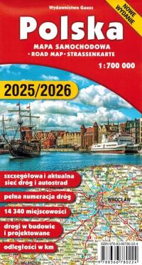 POLSKA MAPA SAMOCHODOWA DROGOWA 2025/2026 GAUSS