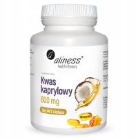 Aliness KWAS KAPRYLOWY 600 mg 90 kapsułek OLEJ MCT z kokosa Candida KETO