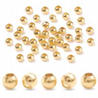 Koraliki Dystansowe, Przekładki, Mosiądz, 3x2.7mm, Pozłacane 14K, 50szt