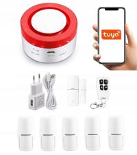 BEZPRZEWODOWA SYRENA ALARMOWA WiFi TUYA SMART PO POLSKU +5xPIR