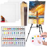 ARTYSTYCZNY MALARSKI ZESTAW DO MALOWANIA SZTALUGA PŁÓTNA FARBY DLA DZIECI