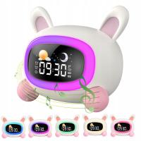 BUDZIK CYFROWY ZEGAREK KRÓLIK PODWÓJNY ALARM LAMPKA NOCNA LED AKUMULATOR