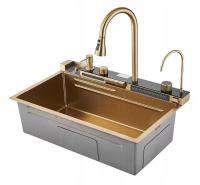 ЗЛОТЫЙ ЗОЛОТОЙ КУХОННЫЙ КРАН ДЛЯ РАКОВИНЫ, СТАЛЬНОЙ ВОДОПАД, КУХОННЫЙ КРАН, МНОГОФУНКЦИОНАЛЬНЫЙ