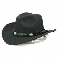 Czapka jazzowa z szerokim rondem w stylu kowbojskim, jednokolorowy kapelusz fedora, dodatek do ubioru