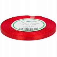 TASIEMKA TAŚMA WSTĄŻKA SATYNOWA 6 mm 32 mb CZERWONA