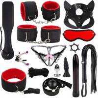 Сексуальные кожаные БДСМ наборы плюшевый бондаж набор секс наручники эротические игры хлыст кляп
