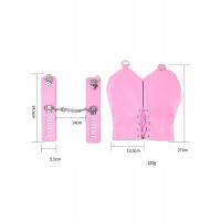 Rękawice BDSM ze skóry PU z kajdankami i oczkami 2032 - różowe