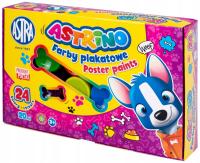 FARBY PLAKATOWE dla dzieci 24 KOLORY x 20 ml Astrino, Astra FARBKI SZKOLNE