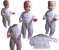 PAJAC dla noworodka BAWEŁNA 56 zapinany na zatrzaski wyprawka róż miś