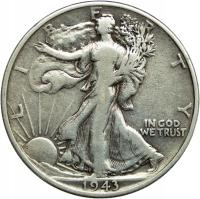 USA, 1/2 dolara 1943, Walking Liberty, st. 3/3-