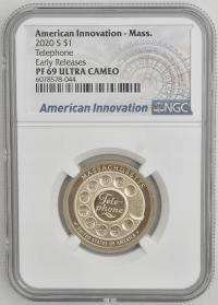 18.vv.USA, 1 DOLAR 2020 S TELEFON NGC PF69