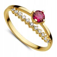 Рубиновое золотое обручальное кольцо 8K R. 10-23 злотый