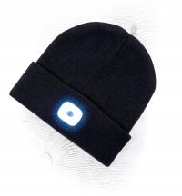 Зимняя шапка с фонариком светодиодный налобный фонарь USB зарядка 3 режима освещения