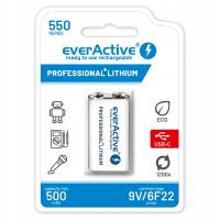 Akumulator everActive 550mAh 6f22 9V ready to use USB typ C Li-ion MOCNY