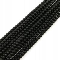 995-Черный камень шар 4 мм матовый шнур около 40 см
