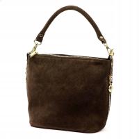 WŁOSKA SKÓRZANA TOREBKA DAMSKA LISTONOSZKA BORSE IN PELLE ZAMSZOWA BRĄZOWA