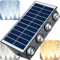 WODOODPORNY KINKIET SOLARNY LED ZEWNĘTRZNY OZDOBNY GÓRA-DÓŁ CZUJKA ZMIERZCH