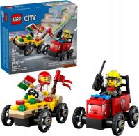 KLOCKI LEGO CITY 60458 ZESTAW WYŚCIGÓWEK PIZZA KONTRA WÓZ STRAŻACKI + TORBA