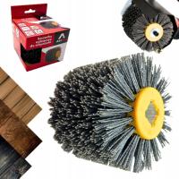SZCZOTKA DO SATYNIARKI NYLONOWA WALCOWA ŚCIERNICA 120x100 P80 DREWNA METAL