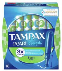 TAMPAX Compak Pearl Super tampony z aplikatorem, 16 sztuk