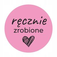 Naklejka RĘCZNIE ZROBIONE z Sercem x200 Sztuk Nieduże Etykiety Na Rolce