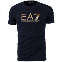 EA7 EMPORIO ARMANI T-SHIRT KOSZULKA - LOGO HAFT - GRANATOWA - M