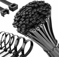 OPASKI ZACISKOWE 3,6x200mm CZARNE TRYTYTKI KABLOWE WYTRZYMAŁE 100 SZT MOCNE