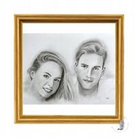 Портрет карандашом с фотографии, подарок, A3 два человека