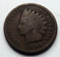 USA - 1 cent 1894 r. - Głowa Indianina - Brąz