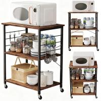 SZAFKA MOBILNA NA KÓŁKACH BRĄZOWA STOLIK ŚNIADANIOWY WÓZEK KUCHENNY 60CM