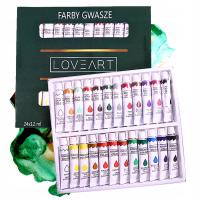 Farby Gwasze 24 kolory x 12 ml LoveArt Zestaw farb wodnych do malowania
