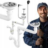 СИФОН РУЧНОЙ ОДНОКАМЕРНАЯ КУХОННАЯ РАКОВИНА АНТИ-ПЕРЕЛИВ ХРОМ